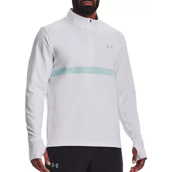Under armour Other - Under Armour Infrared Up The Pace 1/2 Zip Jacket Mens XXL White Teal Fitted NEW